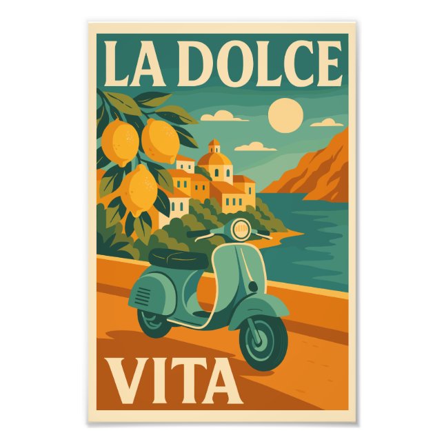 Impression Photo La Dolce Vita - Retro L'affiche de voyage de la cô (Devant)