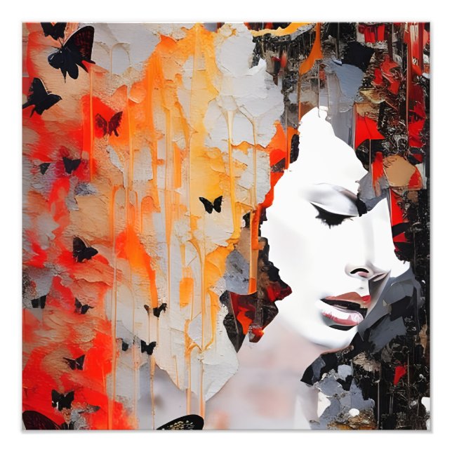 Impression Photo La femme et les papillons (Devant)