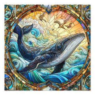 Impression Photo La Majestueuse Mosaïque Marine Une Baleine De Verr
