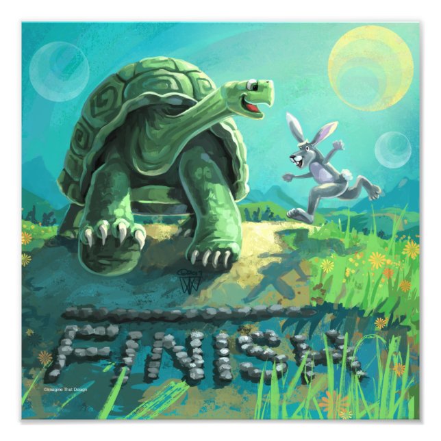 Impression Photo La mignonne tortue et l'art du lièvre (Devant)