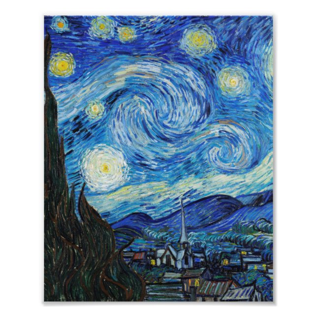 Impression Photo La nuit étoilée (1889) par Vincent Van Gogh (Devant)