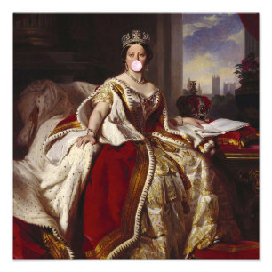 Impression Photo La reine Victoria soufflant un chewing-gum rose