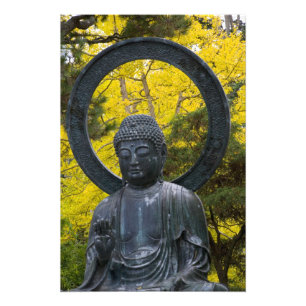Impression Photo La statue de Budda dans les jardins japonais Golde