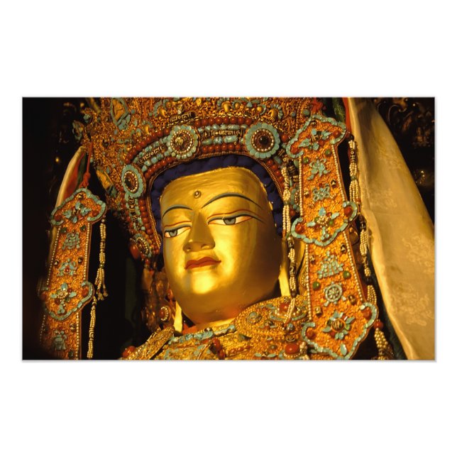 Impression Photo La statue dorée du Bouddha Jowo, le temple Jokhang (Devant)