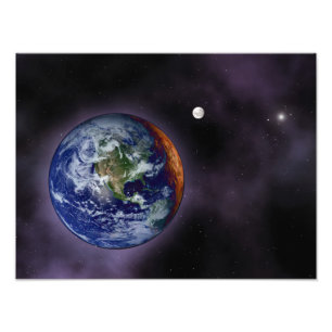 Impression Photo La Terre montrée aux bords extérieurs