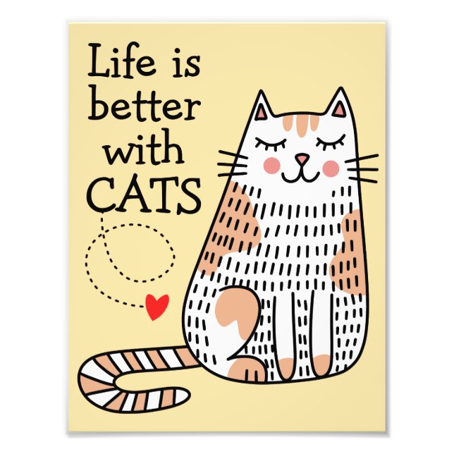 Impression Photo La Vie Est Meilleure Avec Les Chats Doodle (Devant)
