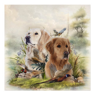 Impression Photo Labrador Retrivers avec faisan, Art
