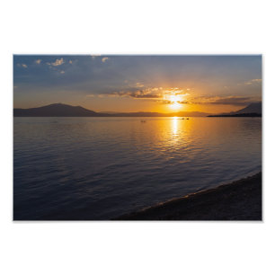 Impression Photo lac chapala & montagnes le long de l'horizon au co