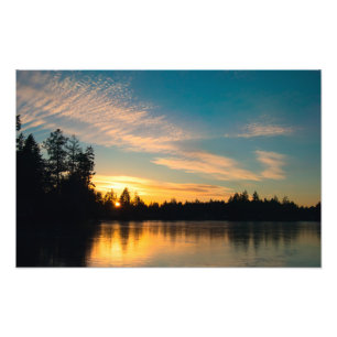 Impression Photo Lac gelé au coucher du soleil