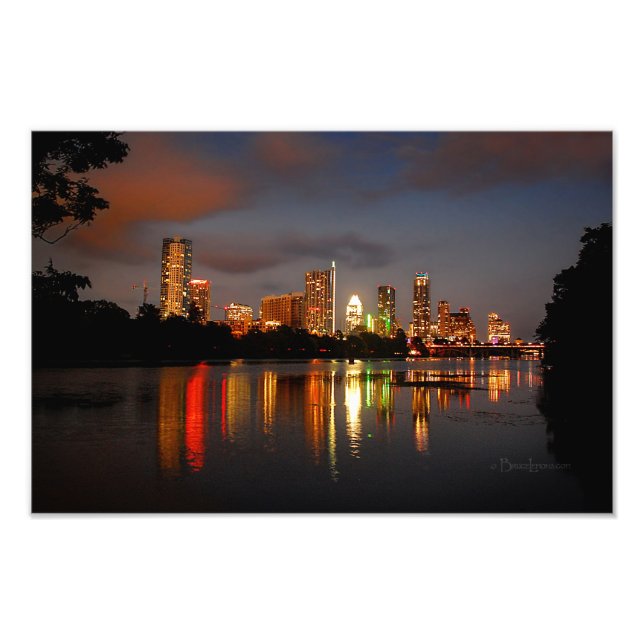 Impression Photo Ladybird Lake Austin Texas Night Skyline (Devant)