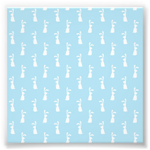 Impression Photo Lapin blanc de Pâques Ears Pastel Printemps bleu