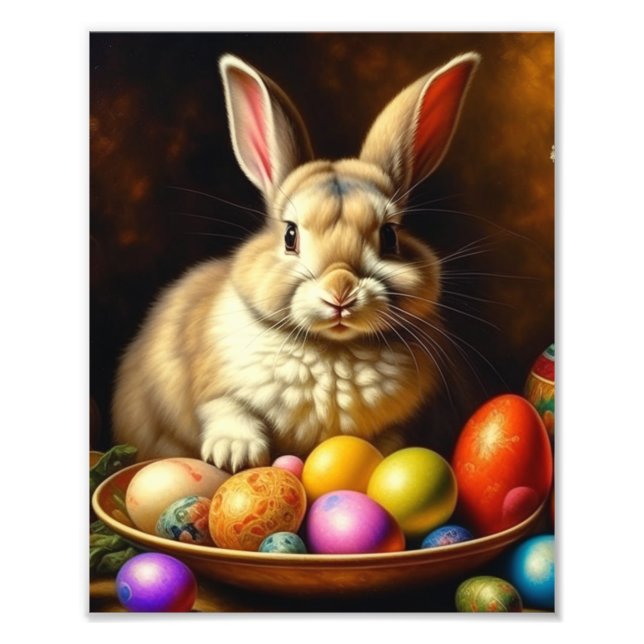 Impression Photo Lapin de Pâques Brown baroque avec oeufs (Devant)