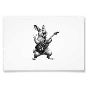 Impression Photo Lapin Jouant de la Guitare Rock Star Amateur de La