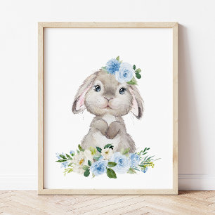 Impression Photo Lapin mignon, Lapin, Fleurs Bleues, Pépinière