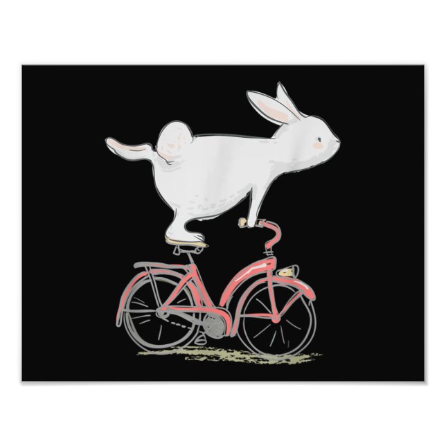 Impression Photo Lapin Mignonne Sur Vélo Vélo Vélo Vélo Vélo (Devant)