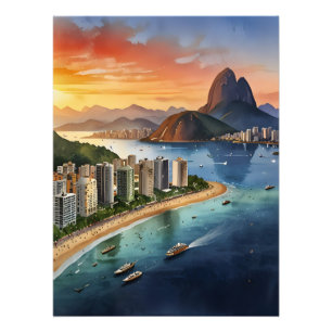Impression Photo L'aquarelle de Rio de Janeiro