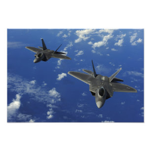 Impression Photo L'Armée de l'Air d'USA F-22 Raptors en vol près 