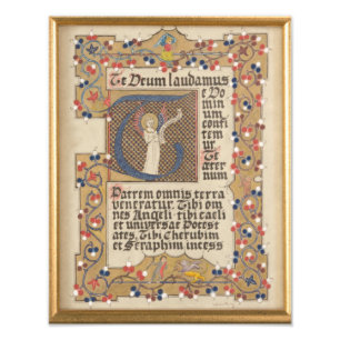 Impression Photo Latin Hymn Style médiéval Calligraphie illuminée