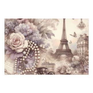 Impression Photo Lavande française romantique, Eifel et perles déco