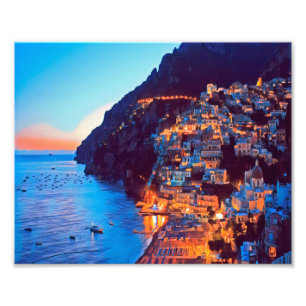 Impression Photo ldp POSITANO Côte Amalfi - coucher de soleil pris