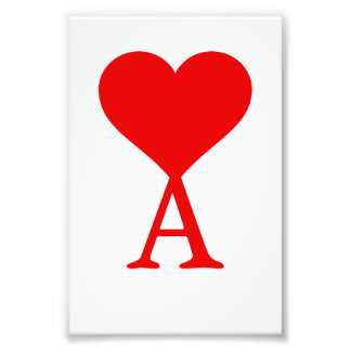 Impression Photo Le A initial avec un grand coeur rouge