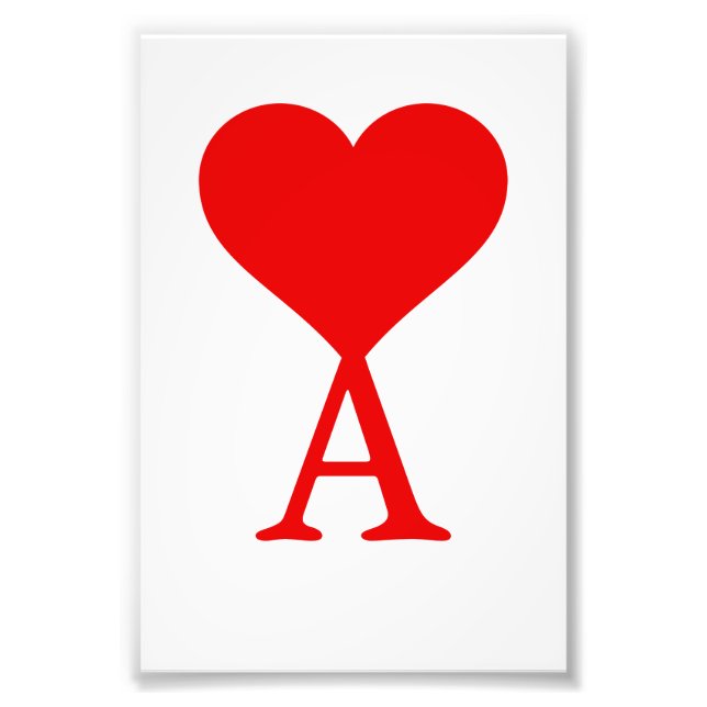 Impression Photo Le A initial avec un grand coeur rouge (Devant)