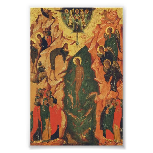 Impression Photo Le baptême de Jésus-Christ icône byzantine (Devant)