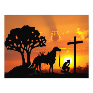 Impression Photo Le Cowboy au pied de l'art numérique croisé