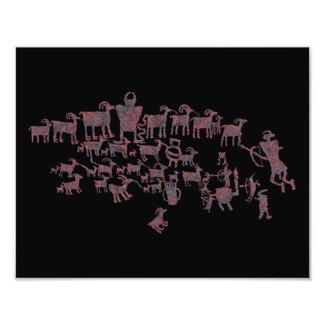 Impression Photo Le grand panneau pétroglyphe de chasse (Devant)