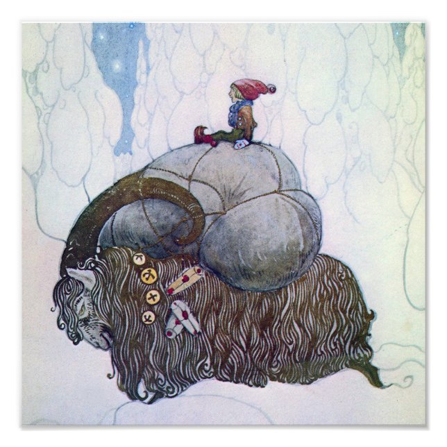 Impression Photo "Le Julbock" Chèvre de Noël de John Bauer (Devant)