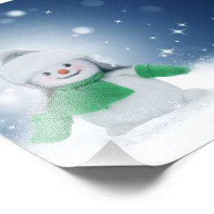 Impression Photo Le personnage de bonhomme de neige de Noël adorabl