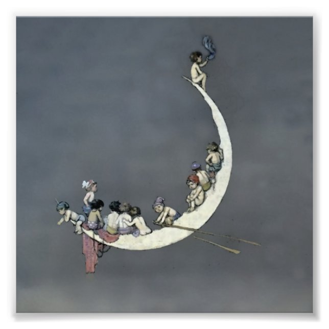 Impression Photo "Le premier voyage de la Lune" par W Heath Robinso (Devant)