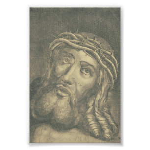 Impression Photo Le Saint Visage de Jésus en Art Monochrome