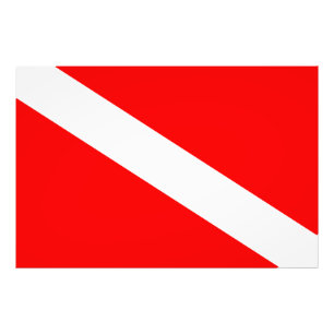 Impression Photo le symbole diagonal rouge de la plongée sous-mari