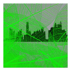 Impression Photo Leaves veins over the city skyline - Abstract