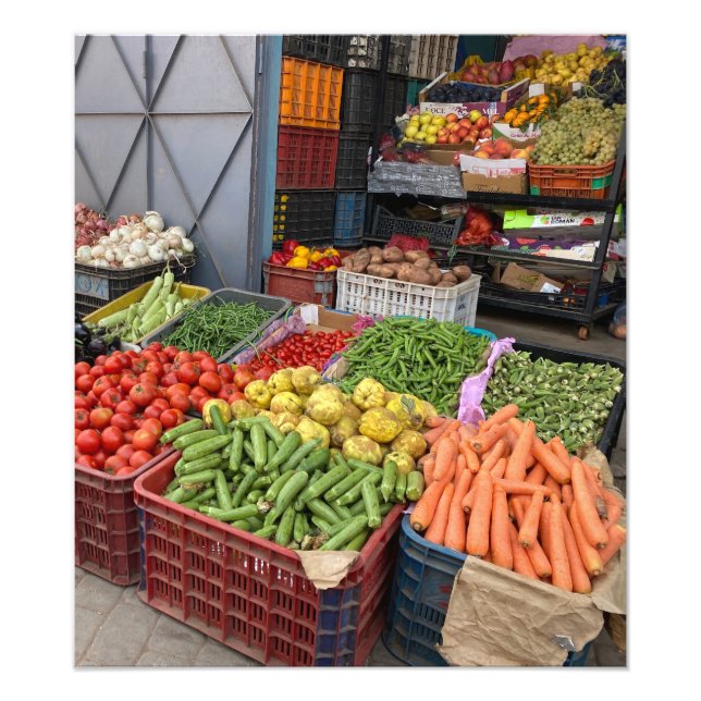 Impression Photo Légumes frais au Marché - Marrakech, Maroc (Devant)