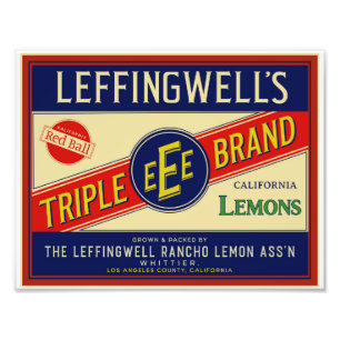IMPRESSION PHOTO LÉMONS CALIFORNIENS DE LEFFINGWELL DE WHITTIER CA