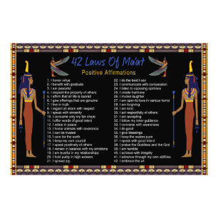 Impression Photo Les 42 Lois De Maat - Affirmations Positives