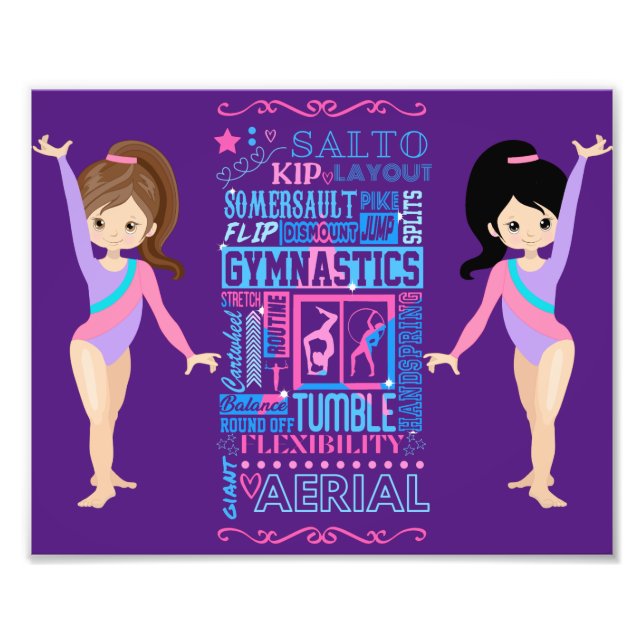 Impression Photo Les filles gymnastiques compétences Mots de la gym (Devant)