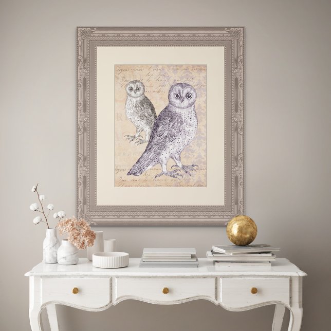 Impression Photo Les hiboux vous regardent Collage Vintage (Vintage Owl Collage - Frame and mat not included.)