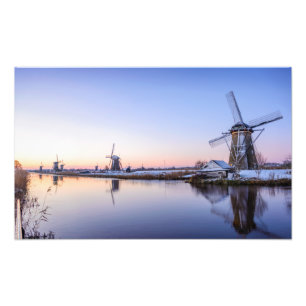 Impression Photo Les moulins à vent en hiver en tirage au soleil