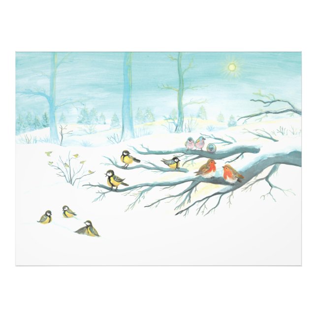 Impression Photo Les oiseaux forestiers en hiver (Devant)
