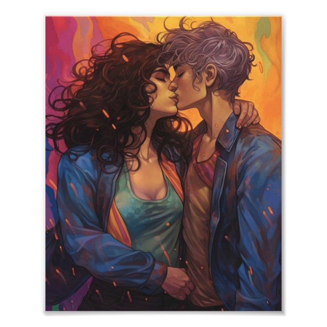 Impression Photo Lesbiennes amoureuses Belles femmes couple (Devant)
