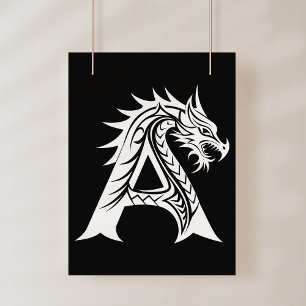 Impression Photo Lettre A de style Dragon, Alphabet Dragon, Monogra