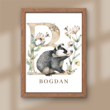Lettre B Alphabet des Animaux Affiche pour Enfants