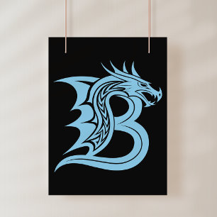Impression Photo Lettre B de style dragon, alphabet du dragon, mono