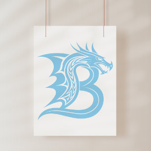 Impression Photo Lettre B de style dragon, alphabet du dragon, mono