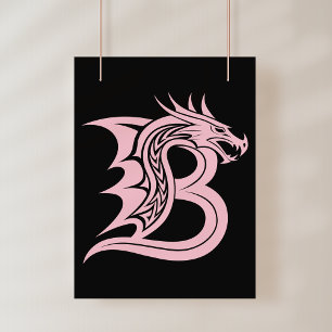 Impression Photo Lettre B de style dragon, alphabet du dragon, mono