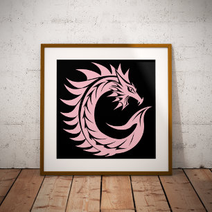 Impression Photo Lettre C de style dragon, alphabet du dragon, mono