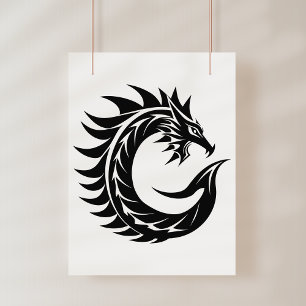 Impression Photo Lettre C de style dragon, Alphabet du dragon, Mono